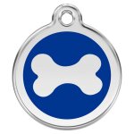 Mdaille d'identification pour animaux os bleu fonc taille l