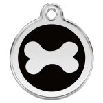 Mdaille d'identification pour animaux os noir taille l