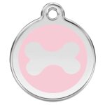 Mdaille d'identification pour animaux os rose taille s