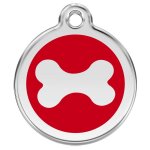 Mdaille d'identification pour animaux os rouge taille m