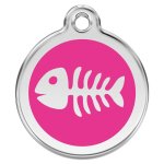 Mdaille d'identification pour chien arrte rose taille s
