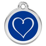 Mdaille d'identification pour chien coeur bleu fonc taille m