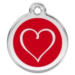 Mdaille d'identification pour chien coeur rouge taille s