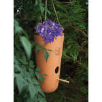 Nichoir oiseau et pot de fleur terre cuite  suspendre secret garden