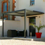 Pergola bioclimatique adossée 300 x 360 cm gris roca Pergola bioclimatique adossée 300 x 360 cm gris roca