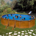 Piscine acier décor bois 5, 27 x 3, 27 x 1, 22 m Piscine acier décor bois 5, 27 x 3, 27 x 1, 22 m
