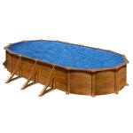 Piscine acier décor bois 7, 44 x 3, 99 x 1, 32 m Piscine acier décor bois 7, 44 x 3, 99 x 1, 32 m
