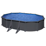 Piscine acier gris anthracite 634x399x132cm filtre  sable