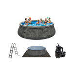 Piscine autoportée anthracite 4m57 x 1m22 et filtration à sable Piscine autoportée anthracite 4m57 x 1m22 et filtration à sable