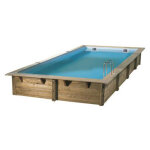 Piscine bois rectangulaire linea 6, 50 x 3, 50 x 1, 40m liner bleu