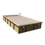 Piscine bois rectangulaire linea 8, 00 x 5, 00 x 1, 40m liner gris