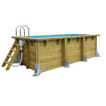 Piscine bois urban pool 2, 50 x 4, 50 x 1, 40 m pac et ncc liner bleu