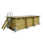 Piscine bois urban pool 2, 50 x 4, 50 x 1, 40 m pac et ncc liner gris