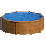Piscine hors sol acier d�cor bois 4, 80 x 1, 32 m