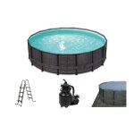 Piscine tubulaire ronde 4, 57 x 1, 22 m avec filtration, bâche et tapis Piscine tubulaire ronde 4, 57 x 1, 22 m avec filtration, bâche et tapis