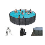 Piscine tubulaire ronde 4, 88 x 1, 22 m avec filtration, bâche et tapis Piscine tubulaire ronde 4, 88 x 1, 22 m avec filtration, bâche et tapis