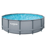 Piscine tubulaire ronde grise 4, 57 x 1, 22m avec filtration cartouche