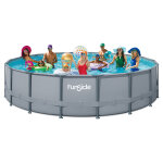 Piscine tubulaire ronde grise 5, 49 x 1, 22 m avec filtration cartouche