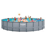 Piscine tubulaire ronde grise 7, 32 x 1, 32 m