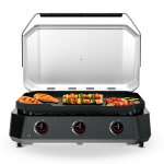 Plancha g800 gaz avec couvercle et 3 brleurs