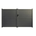 Portail aluminium battant 4m x h. 1, 8m gris terre d'ombre spring