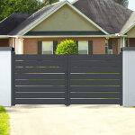 Portail aluminium battant longueur ajustable 3, 5m x h. 1, 6m easysize gris ardoise