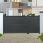 Portail en aluminium battants asymétriques spring 3m x h. 1, 8m gris Portail en aluminium battants asymétriques spring 3m x h. 1, 8m gris