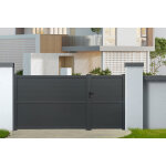 Portail aluminium battants asymtriques 4m x h. 1, 8m gris spring