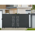 Portail aluminium coulissant 3, 5m x h. 1, 8m gris anthracite gold