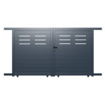 Portail aluminium double coulissant 3, 5m x h. 1, 6m gris logan