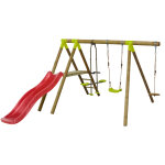 Portique en bois 1m85 glissière rouge maki Portique en bois 1m85 glissière rouge maki