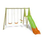 Portique en bois 2m30 avec balançoire 2 places et toboggan optima Portique en bois 2m30 avec balançoire 2 places et toboggan optima