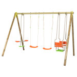 Portique en bois avec balançoire 2 places face à face nacelle senora Portique en bois avec balançoire 2 places face à face nacelle senora