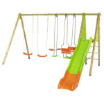 Portique en bois avec balançoire 2 places face à face toboggan kahuna Portique en bois avec balançoire 2 places face à face toboggan kahuna