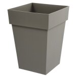Pot de fleurs carr en plastique toscane 51l l 39 cm taupe
