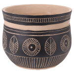 Pot de fleurs cramique noir grav diamtre 24 cm