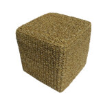 Pouf en fibre vgtale tresse carr 40 cm babi