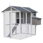 Poulailler en bois avec enclos chicken duplex gris jusqu' 8 poules