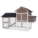 Poulailler en bois avec enclos oofarmer xl gris 6  7 poules