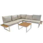Salon de jardin bas d'angle morelia beige 5 places avec mridienne