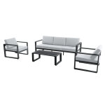 Salon bas de jardin aluminium anthracite et gris valinco