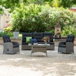 Salon bas de jardin aluminium résine tréssé anthracite mirina Salon bas de jardin aluminium résine tréssé anthracite mirina