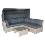 Salon bas de jardin aluminium rsine tresse anthracite chypre