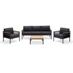 Salon bas de jardin aluminium et teck saleccia