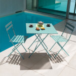 Salon bistrot en mtal vert d'eau square