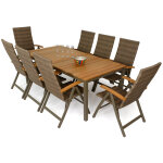 Salon de jardin marbella 2 m et 8 fauteuils barcelona dossier rglable