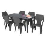 Salon de jardin rsine : table futura 1m65 et 6 fauteuils dante