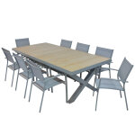 Salon de jardin sandino : table 240 300 cm et 8 fauteuils