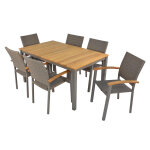 Salon de jardin: table 150 cm marbella et 6 fauteuils barcelona Salon de jardin: table 150 cm marbella et 6 fauteuils barcelona