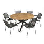 Salon de jardin: table en acacia 150cm dao et 6 fauteuils esterel Salon de jardin: table en acacia 150cm dao et 6 fauteuils esterel